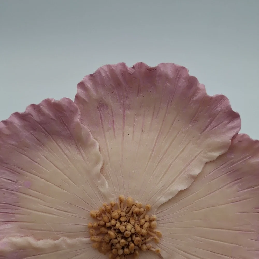 Vtg 1994 Ranger International‎ Pink Flower Trinket Dish Resin Jewelry Tray 5.5